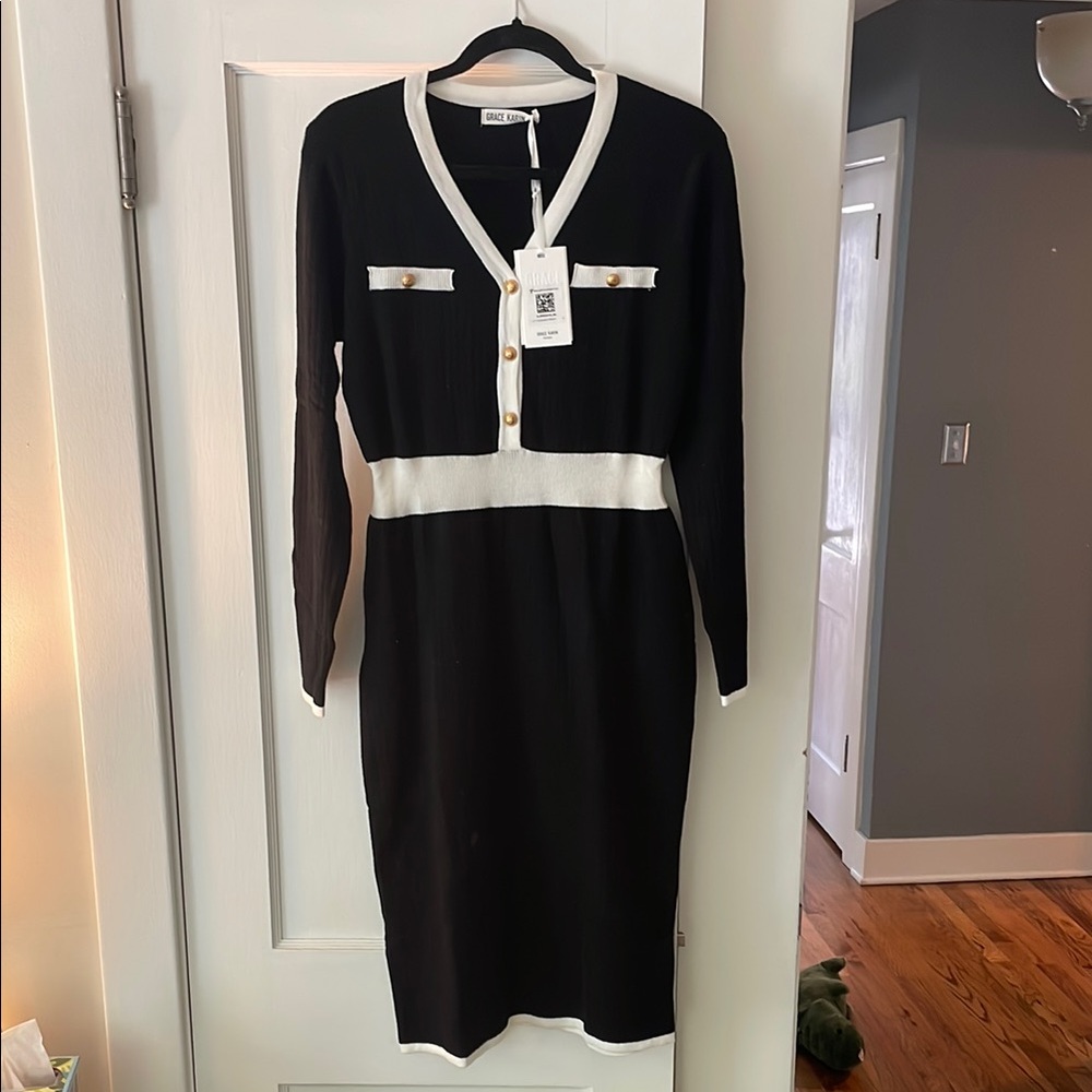 Grace Karin Black and White Women's Dress - Picture 2 of 6